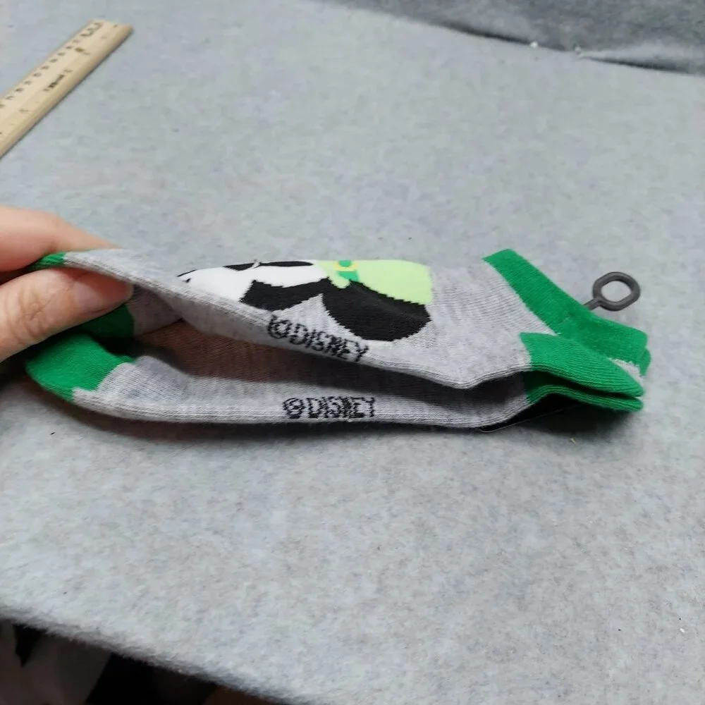 Disney Mickey Mouse Saint Patty Ankle Socks Gray‎ & Green Fits Shoe Sizes 4-10